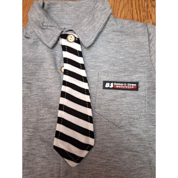 RZHTZ Gray Button Necktie Long Sleeve Collared Shirt Toddler Boys Size 2/2T - Picture 2 of 10